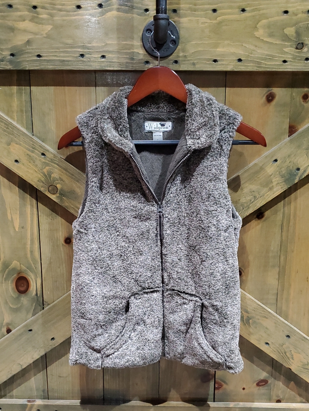 Widgeon Kids Plush Zip-Up Vest in Heather Brown Winter Warm Comfy Cozy Cuddly